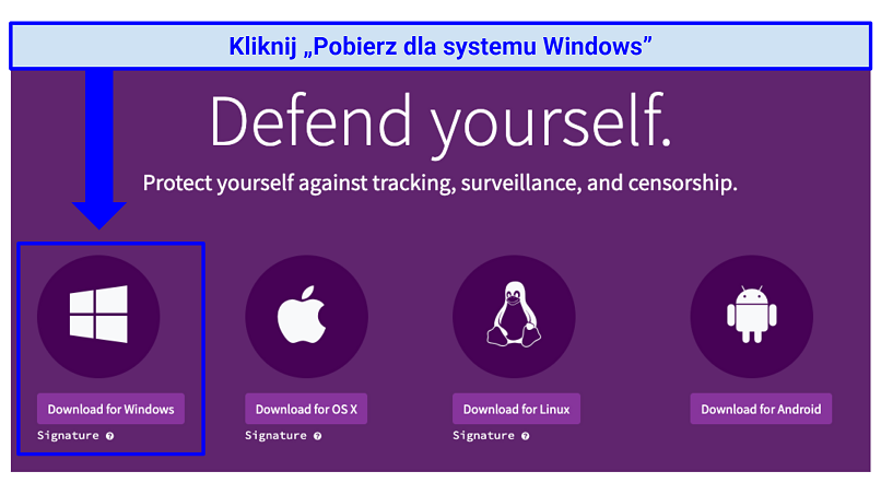 Screenshot of the Tor official website, where its software can be downloaded for various devices and browsers