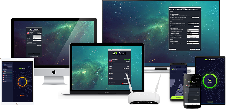 Small assortment of technological devices compatible with TorGuard VPN.