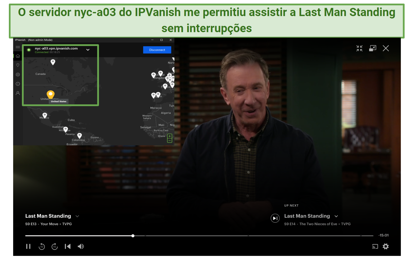 IPVanish's New York server unblocking Last Man Standing on Hulu