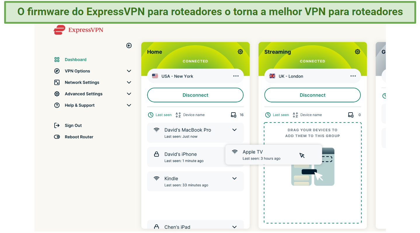 Screenshot of ExpressVPN's browser-based router firmware