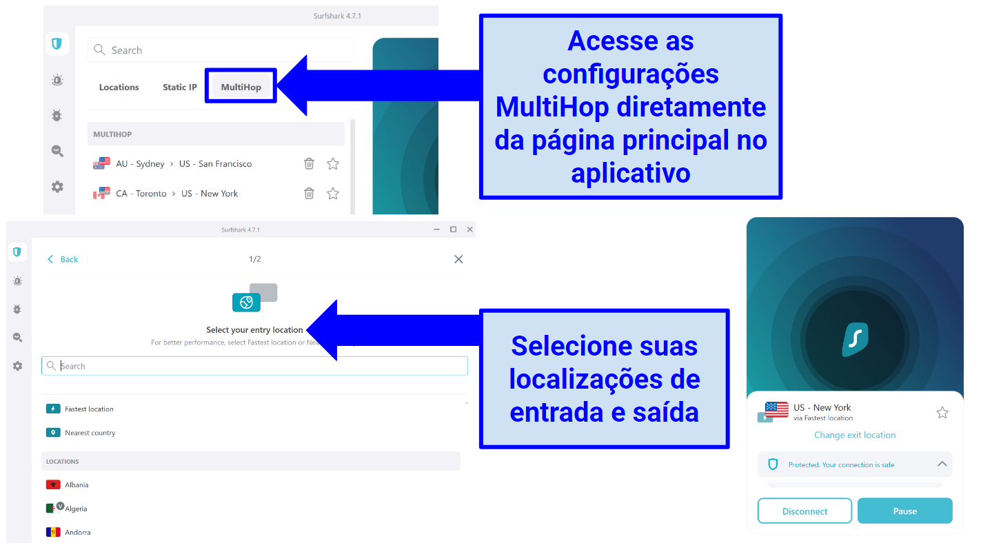 Screenshot showing how to create Dynamic MultiHop on Surfshark