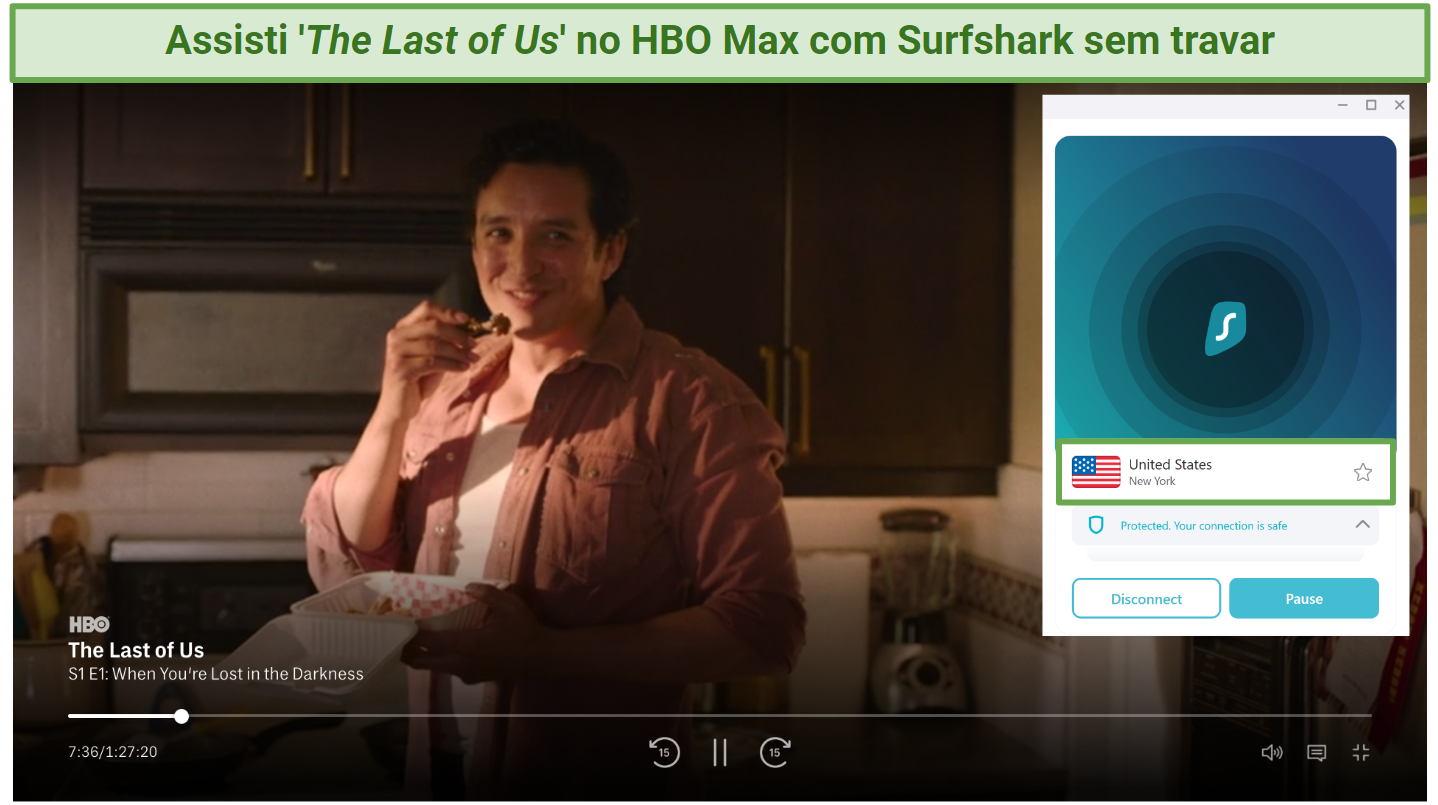 Screenshot of Surfshark unblocking HBO Max on US servers