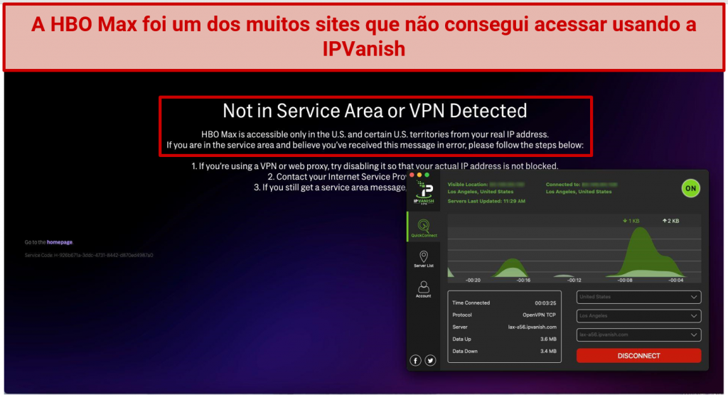 Graphic showing IPVanish with HBO Max