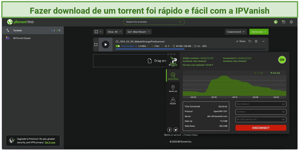 Graphic showing IPVanish and utorrent