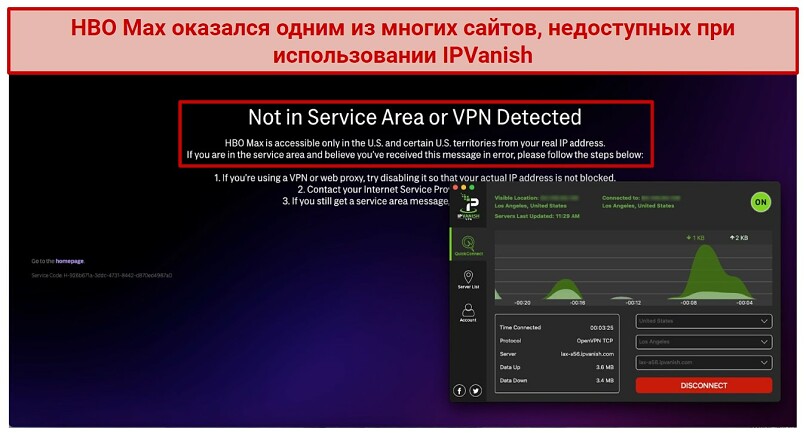 Graphic showing IPVanish with HBO Max