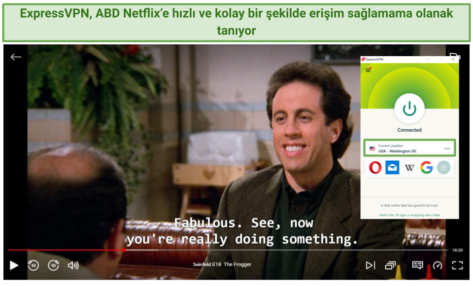 screenshot of ExpressVPN unblocking US Netflix