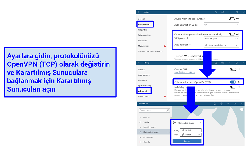 A screenshot of NordVPN's obfuscated server settings