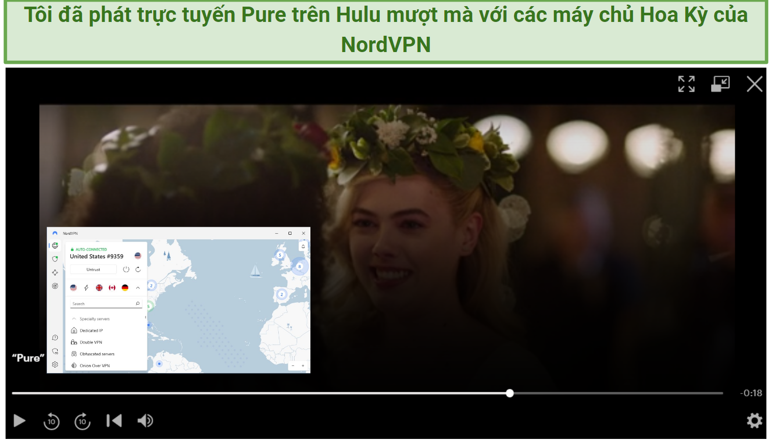 Image showing US series streaming on Hulu with NordVPN