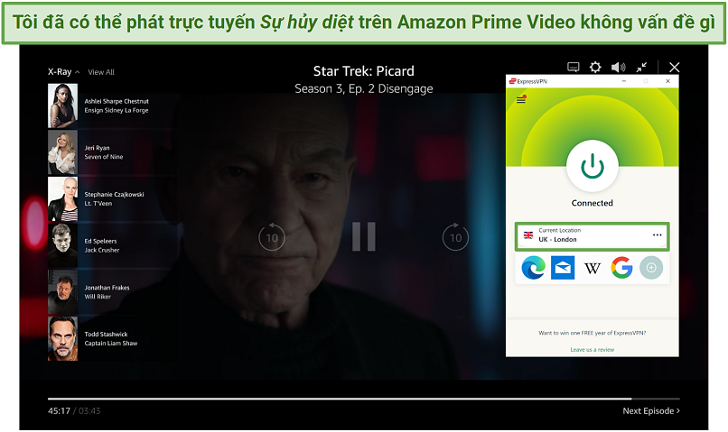 Screenshot of ExpressVPN streaming Picard on Amazon Prime Video