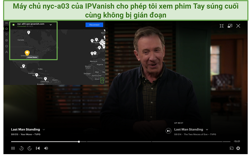 IPVanish's New York server unblocking Last Man Standing on Hulu