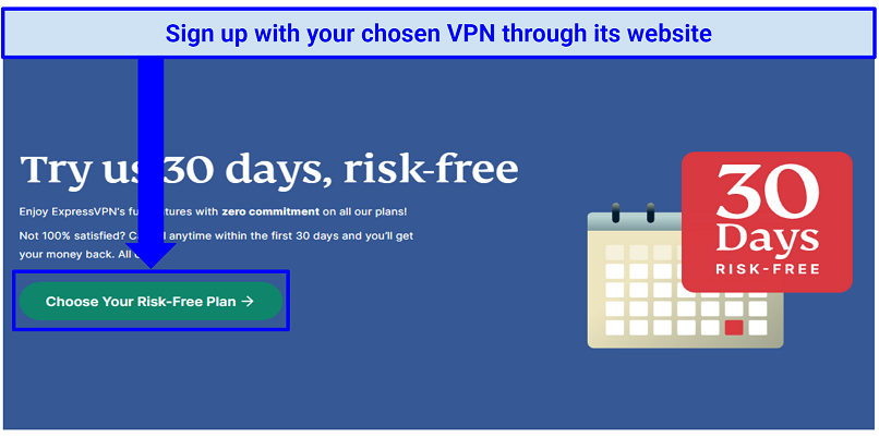 Screenshot of ExpressVPN's website sign-up