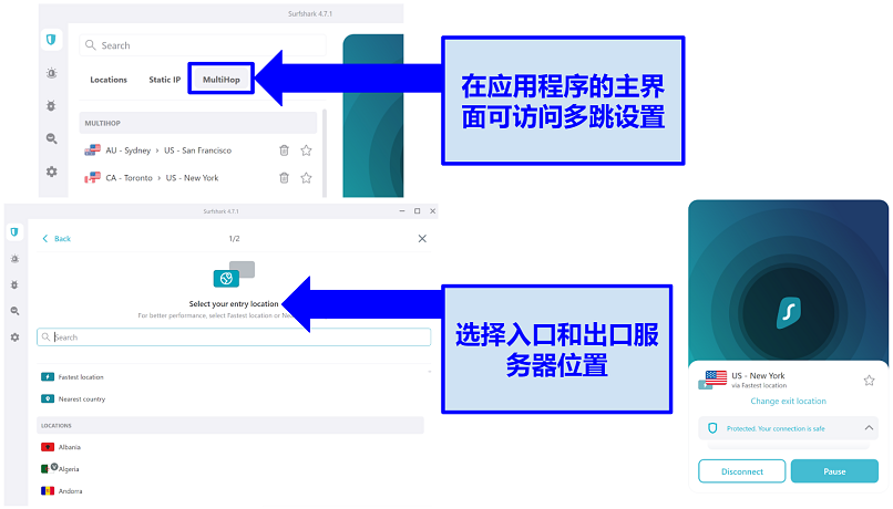 Screenshot showing how to create Dynamic MultiHop on Surfshark